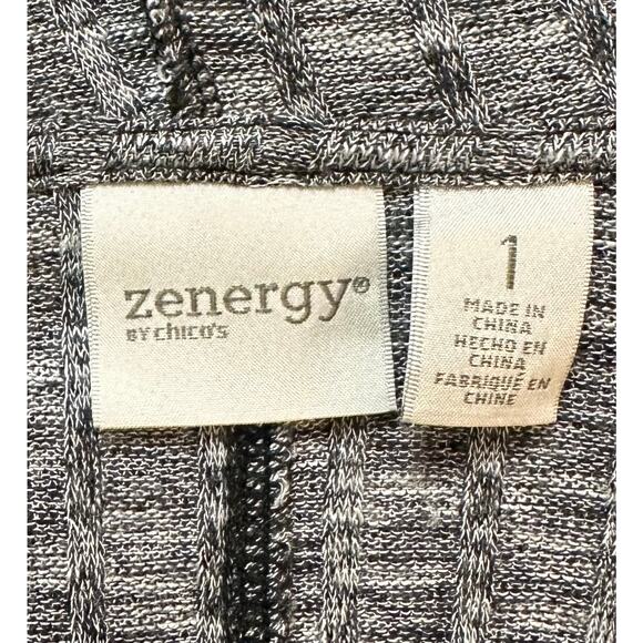 Zenergy Chico's 1 Vanya Hooded Rib Knit Long Cardigan Jacket Sweater Gray Size M - Picture 10 of 12